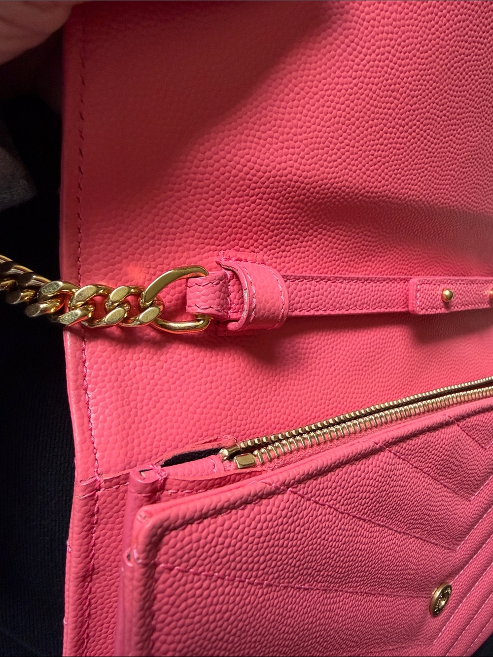 Saint Laurent Pink Cassandre Wallet on Chain Envelope Crossbody - Picture 14 of 16